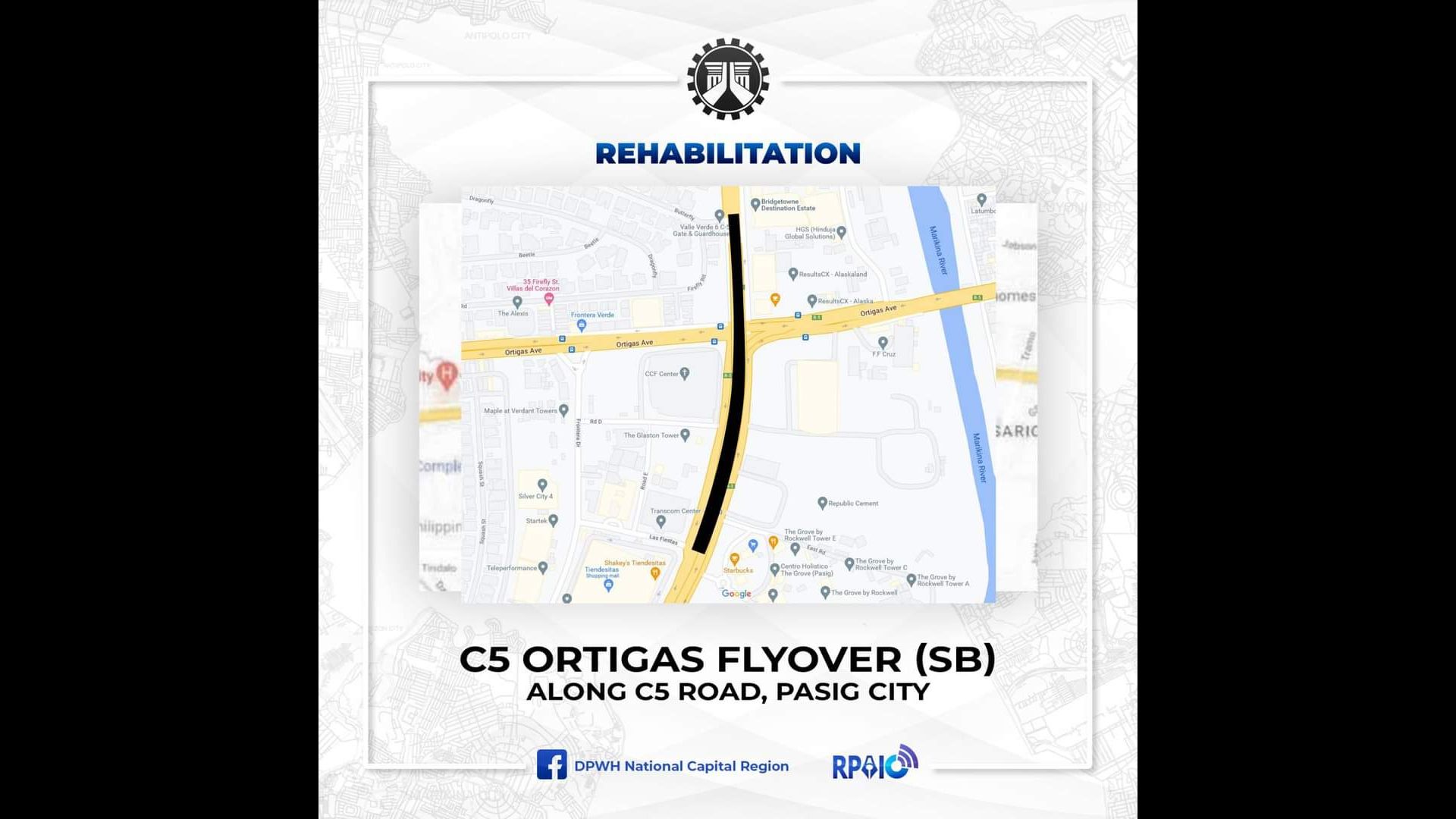 Bahagi ng C5 Ortigas Flyover at C5 Pasig Blvd. Flyover sasailalim sa preventive rehab
