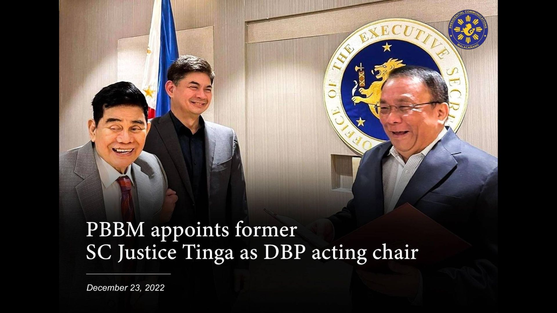 Dating SC Justice Dante Tinga itinalaga ni Pangulong Marcos bilang acting chairman ng DBP