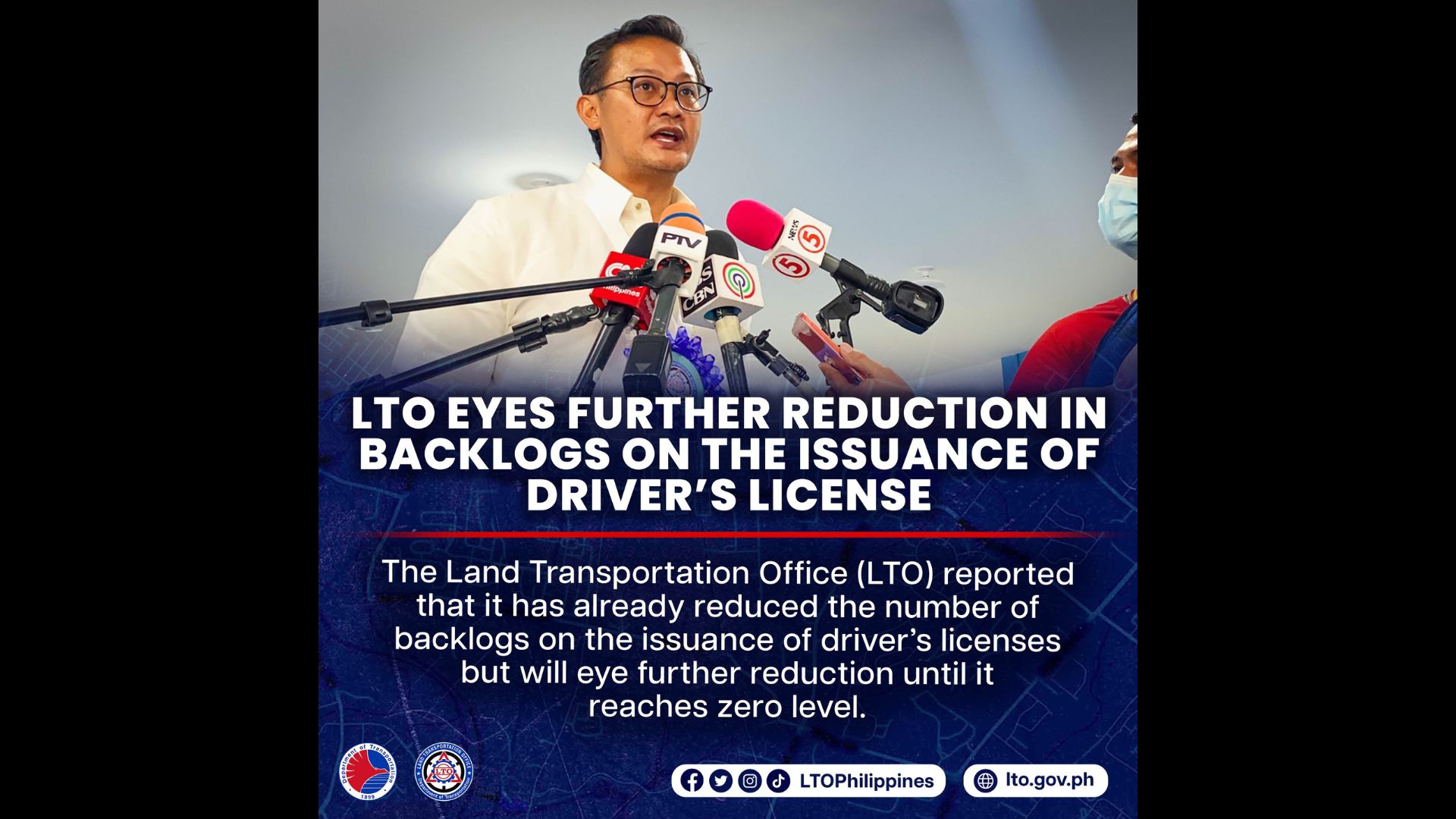 Zero backlog sa pag-iisyu ng driver’s license target ng LTO