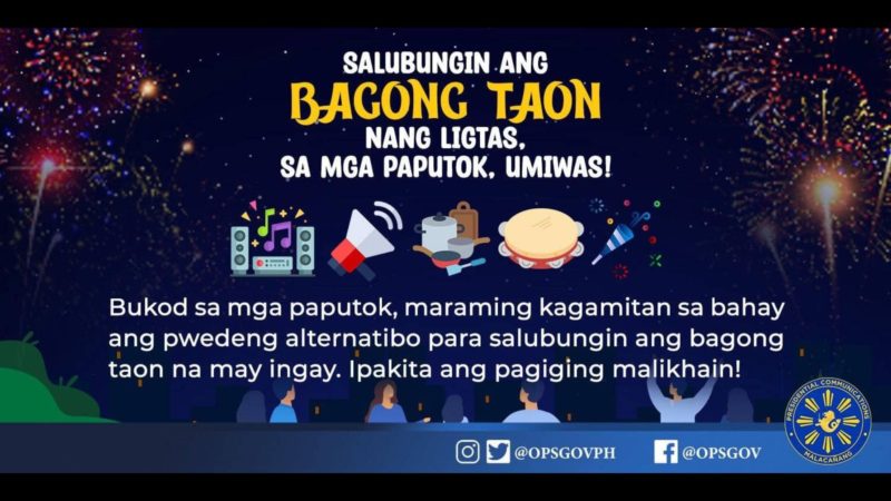 Malakanyang umapela sa publiko na gawing ligtas ang pagsalubong sa Bagong Taon