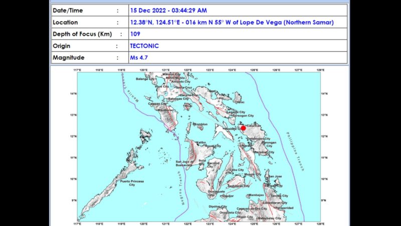 Northern Samar niyanig ng magnitude 4.7 na lindol