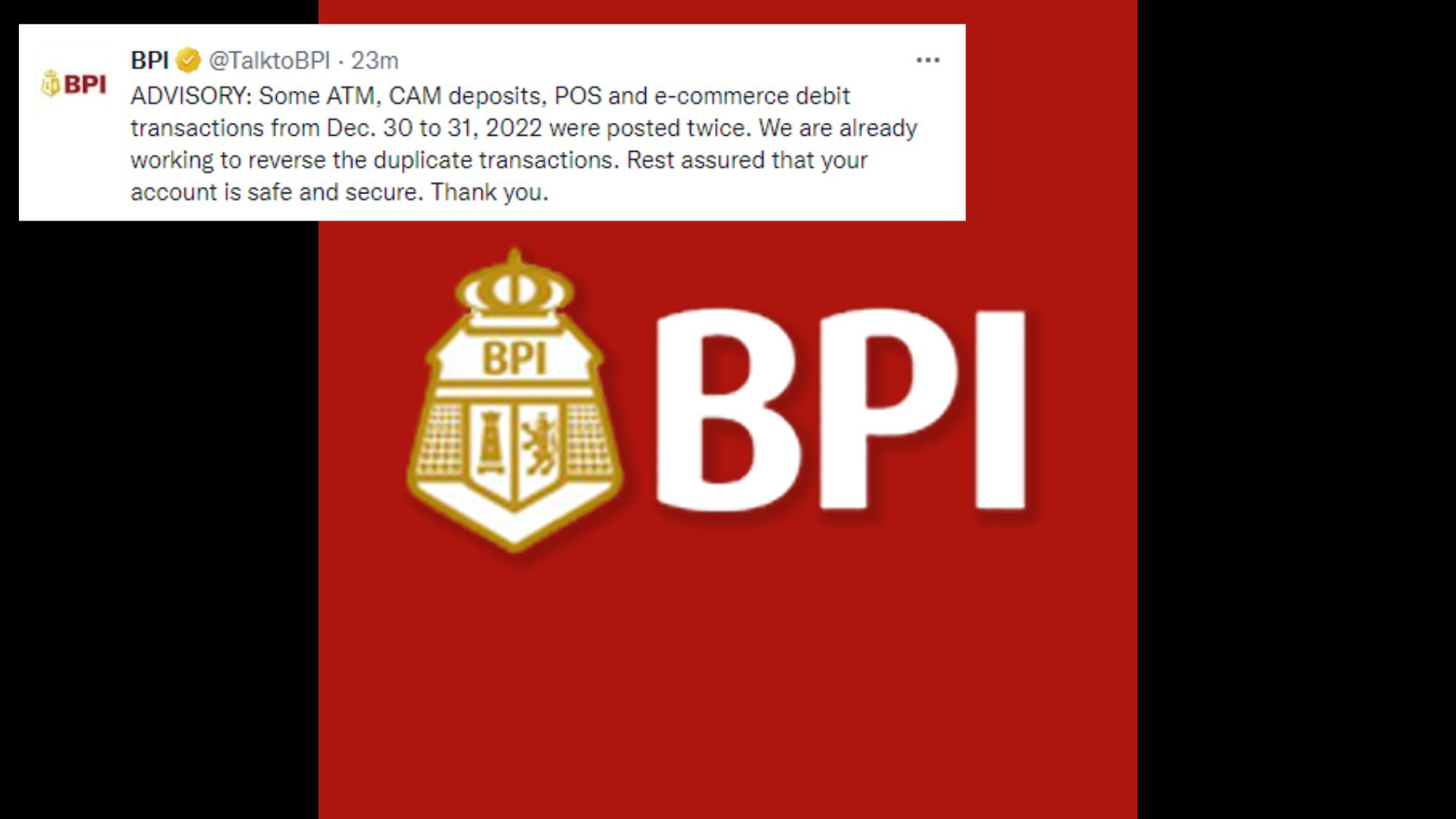 Ilang customer ng BPI nagreklamo matapos makatanggap ng “debit memo”;  BPI nagpaliwanag