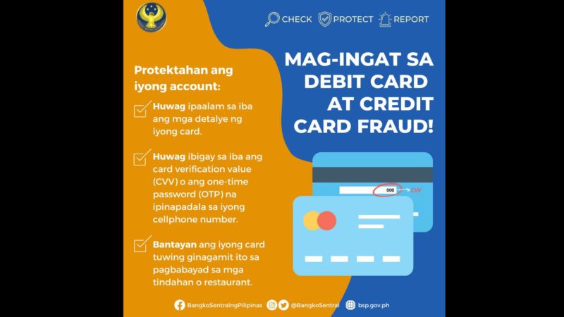 BSP pinag-iingat ang publiko sa Debit Card at Credit Card Fraud