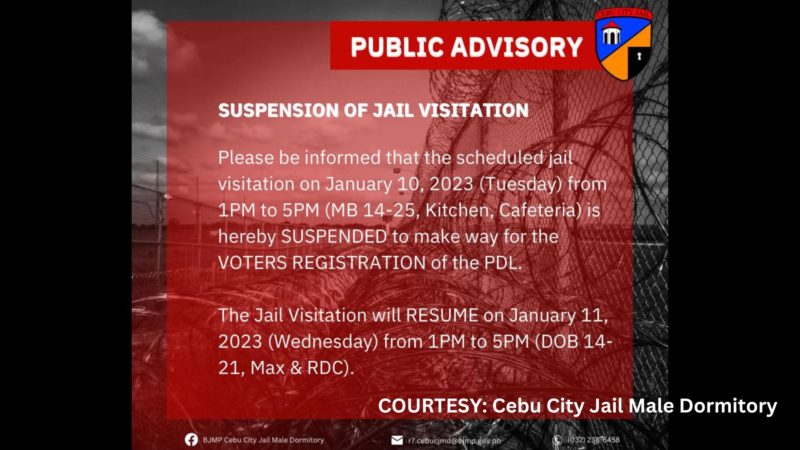 Comelec nagsagawa ng off-site voter registration sa Cebu City Jail Male Dormitory