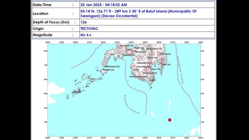 Magnitude 4.2 at magnitude 4.6 na lindol magkasunod na tumama sa Davao Occidental