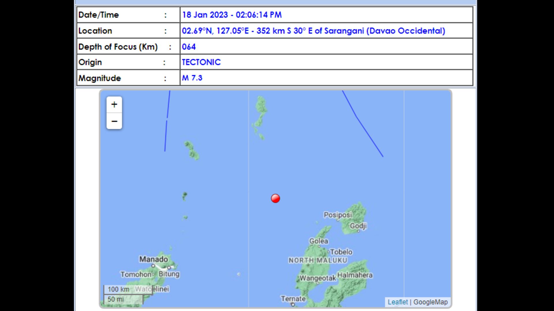 BREAKING: Sarangani, Davao Occidental niyanig ng magnitude 7.3 na lindol