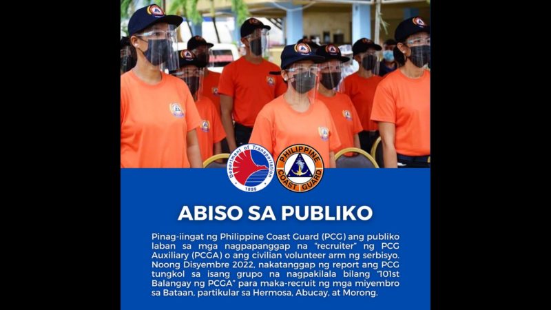 Halos 500 katao sa Morong, Bataan nabiktima ng pekeng Coast Guard Auxiliary recruiter