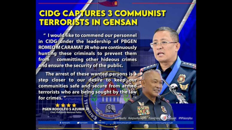 Tatlong lider ng komunistang grupo naaresto ng sa GenSan