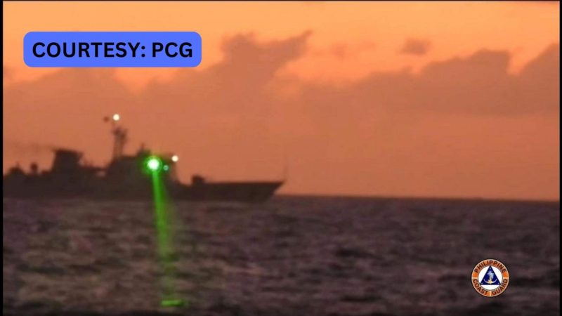 Barko ng PCG na nagsasagawa ng rotation at resupply mission sa Ayungin Shoal tinutukan ng laser light ng Chinese Vessel