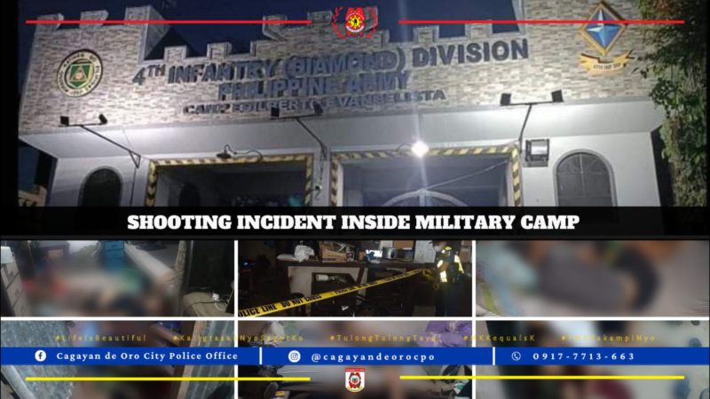 Limang sundalo patay sa shooting incident sa Camp Evangelista sa CDO City