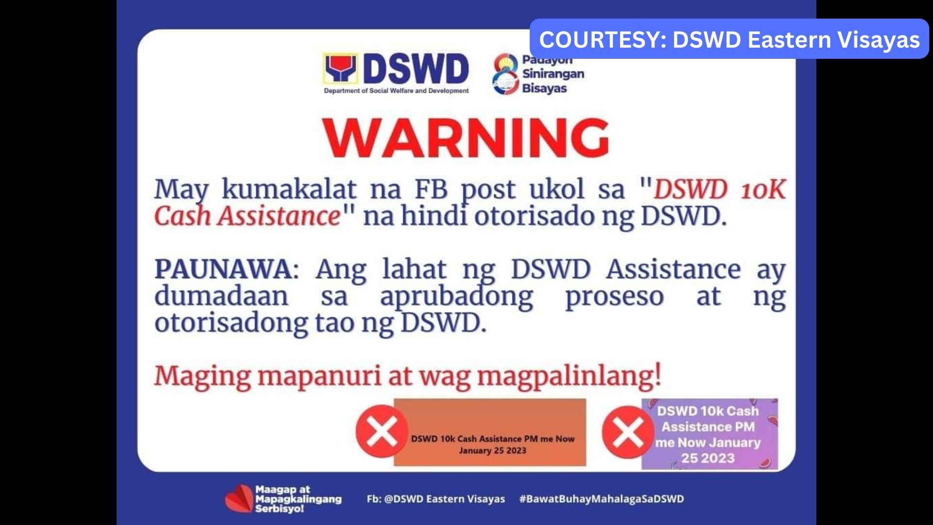 DSWD nagbabala sa publiko hinggil sa pekeng “P10K cash assistance”