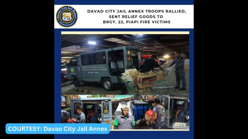 Mga tauhan ng Davao City Jail nagpaabot ng tulong sa mga biktima ng sunog sa isang barangay sa lungsod