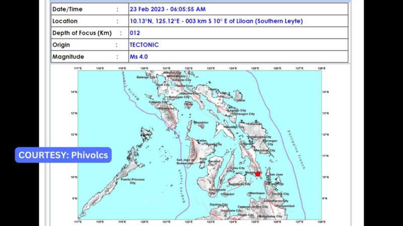 Liloan, Southern Leyte niyanig ng magnitude 4 na lindol