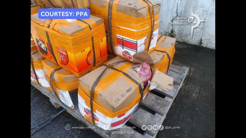 Mahigit 600 kilo ng pork chorizo na peke ang dokumento nakumpiska sa Port of Surigao