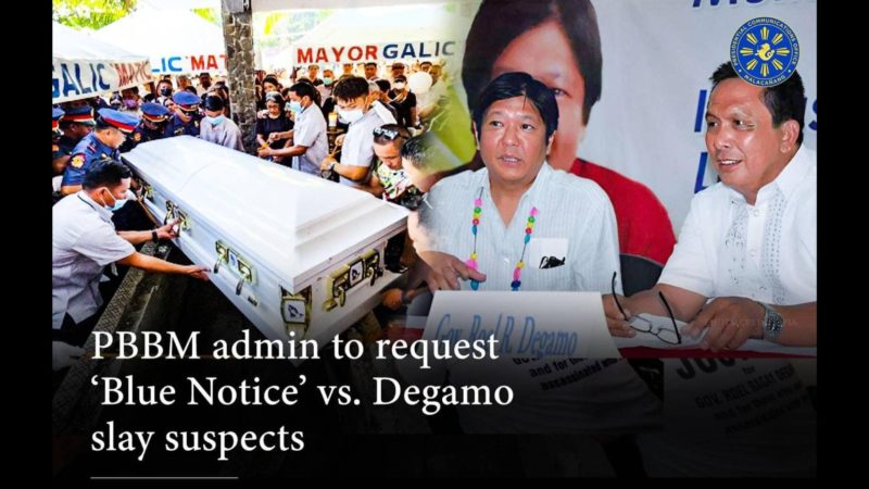 Mga suspek sa pagpatay kay Degamo ipasasailalim sa Blue Notice ng Interpol