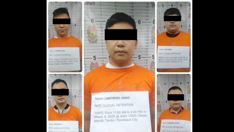 Limang Chinese nationals arestado sa “illegal detention”