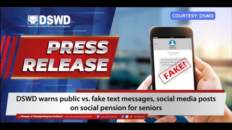 Ipinakakalat na impormasyon tungkol sa P1K social pension sa lahat ng senior sa buong bansa, peke ayon sa DSWD