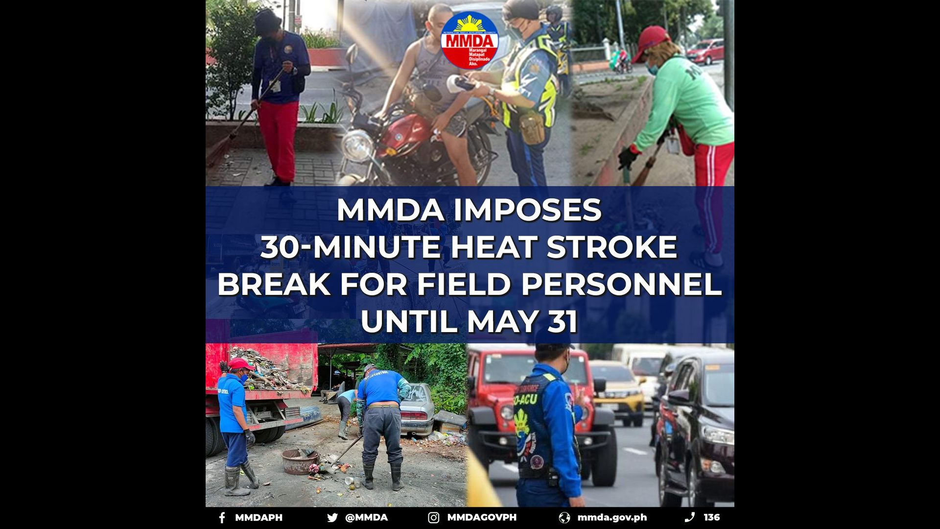Field Personnel ng MMDA bibigyan ng 30-minute heat stroke break