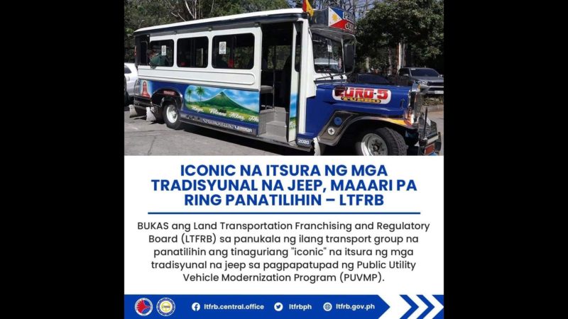 Iconic na itsura ng mga tradisyunal na jeep, maaari pa ring panatilihin ayon sa LTFRB