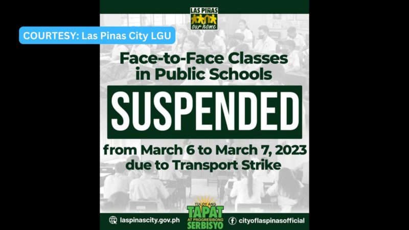 Face-to-face classes ng public schools sa Las Piñas City suspendido