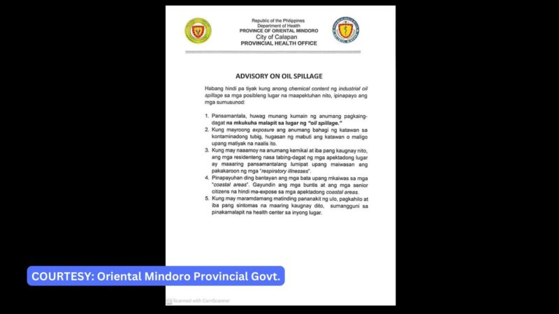 Mga residente sa mga bayan sa Oriental Mindoro na apektado ng oil spill pinaiiwas muna sa sea foods