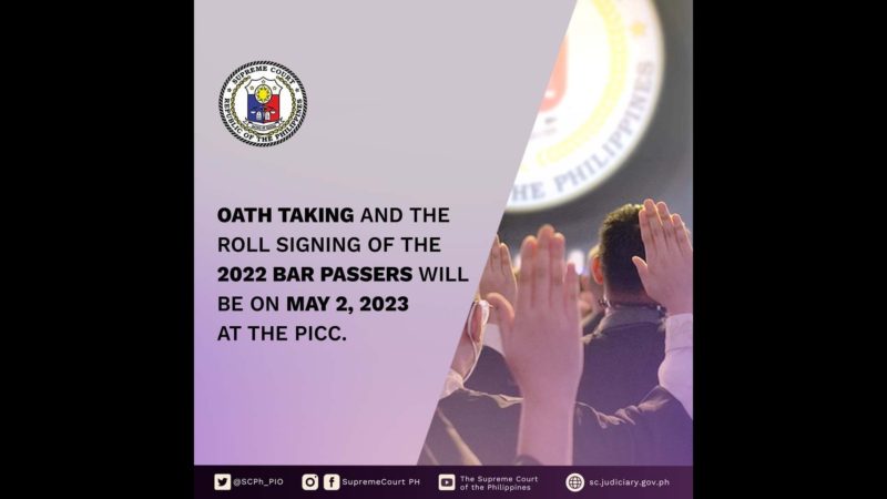 Oath Taking at Roll Signing ng mga papasa sa 2022 Bar Exams itinakda na ng SC