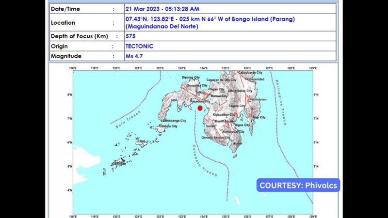 Maguindanao niyanig ng magnitude 4.7 na lindol