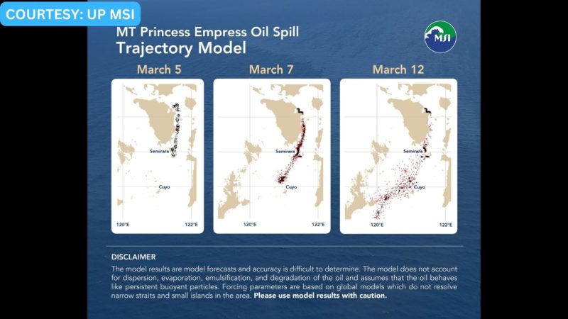Oil spill na dulot ng paglubog ng MT Princess Empress aabot sa northern Palawan
