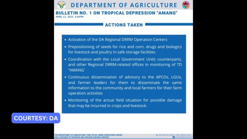 Tulong para sa mga magsasagaka at mangingisda na maaapektuhan ng bagyong Amang inihahanda na ng DA