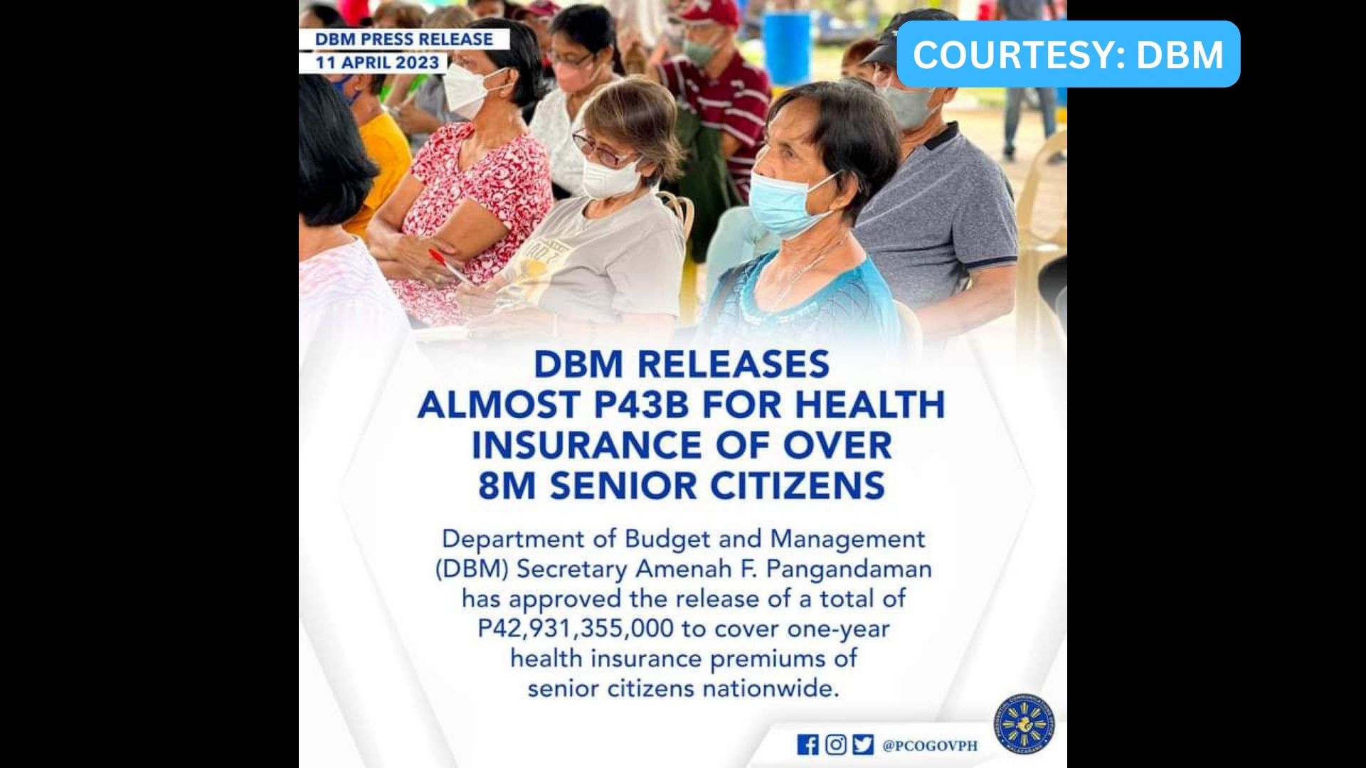 P42.9B na 1-yr health insurance premiums ng senior citizens, aprub ng DBM
