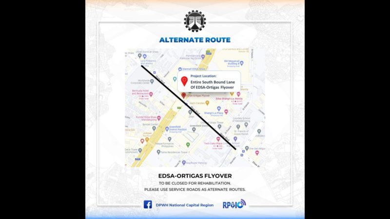 Southbound lane ng EDSA-Ortigas Flyover sasailalim sa repair