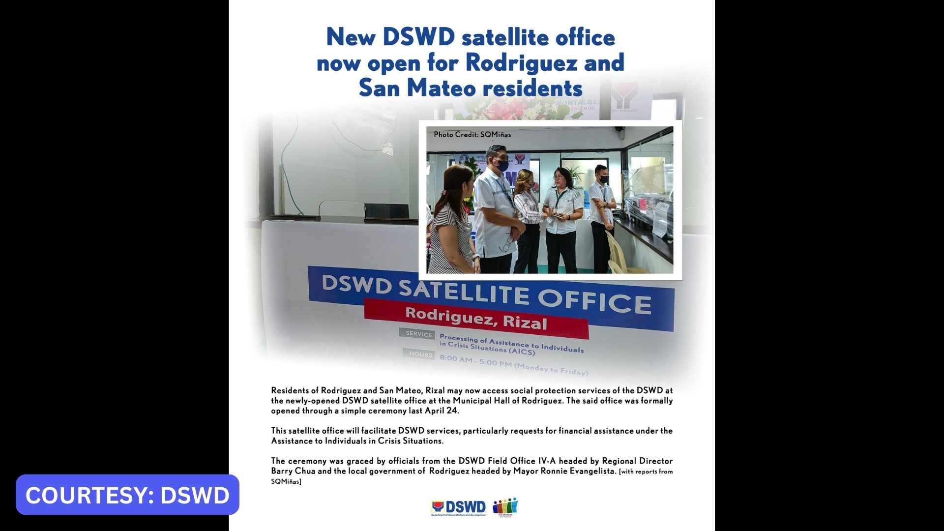 DSWD Satellite office binuksan sa Montalban, Rizal