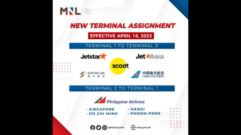 Terminal reassignments para sa international airlines at flights sa NAIA ipinatupad na