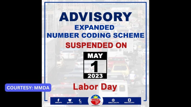Pag-iral ng Number Coding sa May 1 suspendido ayon sa MMDA