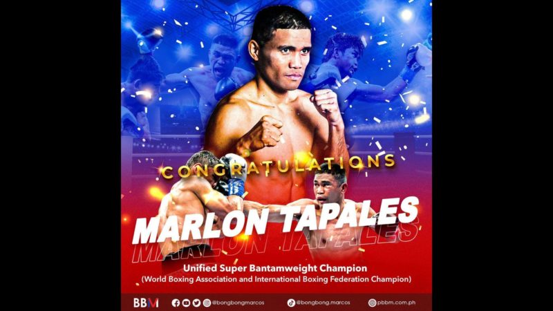 Pangulong Marcos binati ang boxer na si Marlon Tapales sa pagkakapanalo bilang WBA at IBF champion