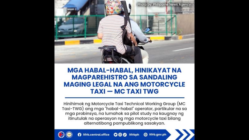 “Habal-habal” operators hinikayat na lumahok sa pilot study sa planong gawing public transpo ang motorcycle taxi