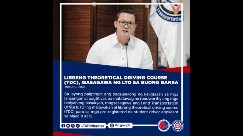 LTO magbibigay ng libreng theoretical driving course sa buong bansa