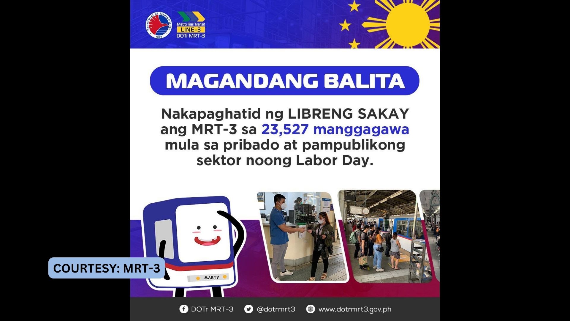 Mahigit 20,000 manggagawa nakinabang sa Libreng Sakay ng MRT-3 noong Labor Day