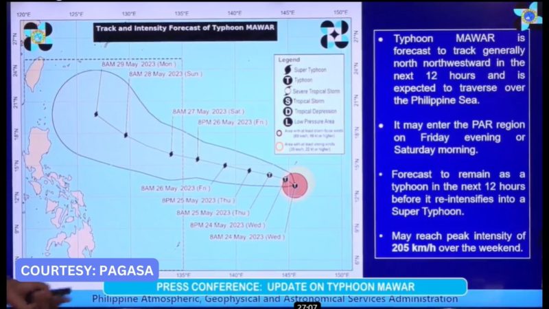 Bagyong Mawar ibinaba sa typhoon category ng PAGASA; posible pa ring lumakas sa susunod na mga araw