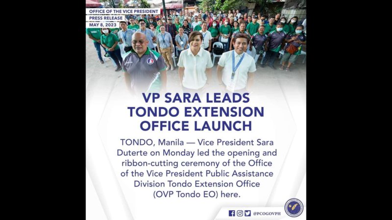 Extension office ng OVP binuksan sa Tondo, Maynila