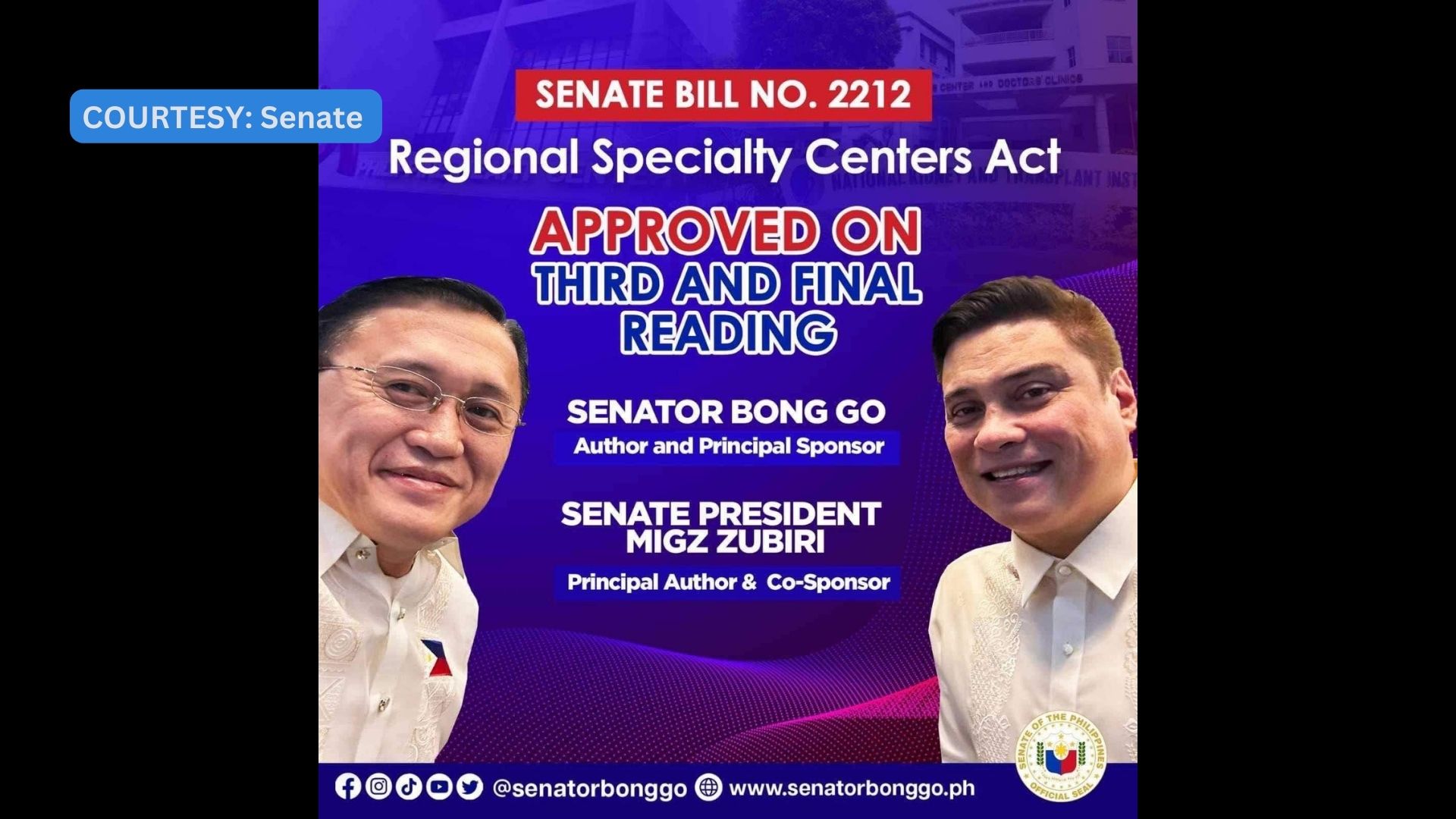 Panukalang batas na layong makapagtayo ng mga Regional Special Center pasado na sa ikatlo at huling pagbasa sa Senado