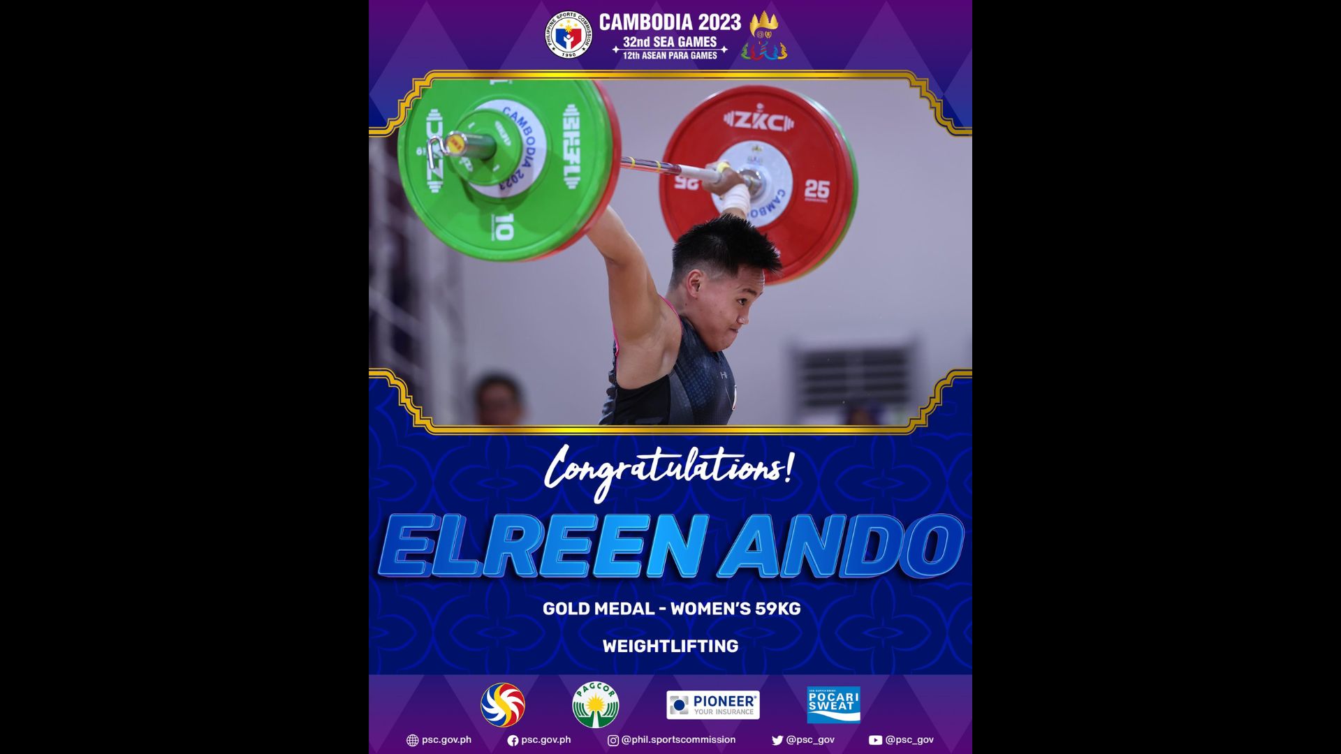 Bagong SEA Games rekord naitala ng Pinay Weightlifter na si Elreen Ando; wagi ng gintong medalya