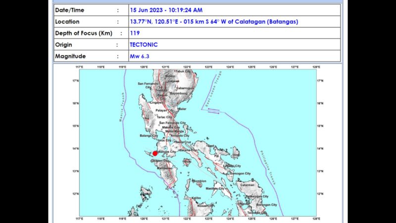 BREAKING: Magnitude 6.3 na lindol tumama sa Batangas; pagyanig naramdaman sa Metro Manila at iba pang bahagi ng Luzon