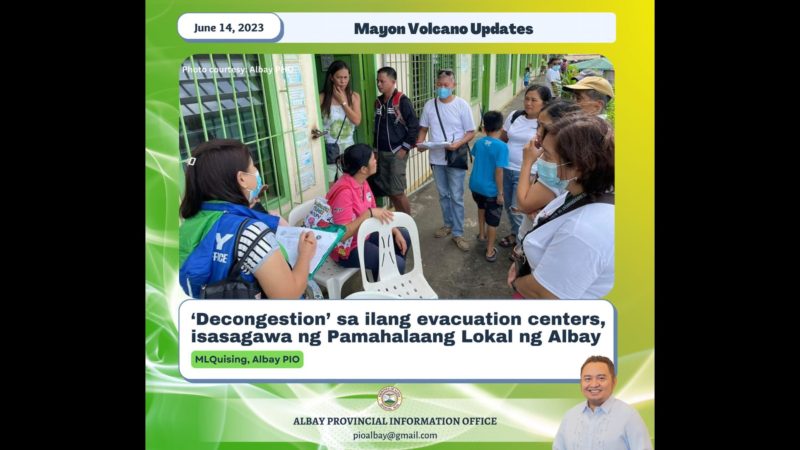 ‘Decongestion’ sa ilang evacuation centers, isasagawa ng Pamahalaang Lokal ng Albay