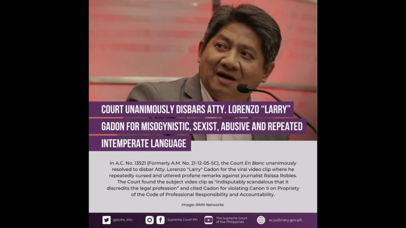 Atty. Larry Gadon pinatawan ng disbarment ng SC