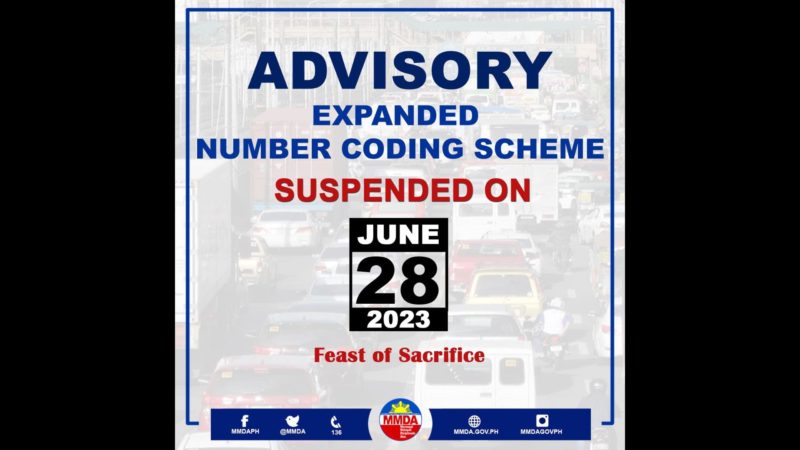 Pag-iral ng number coding suspendido sa July 28