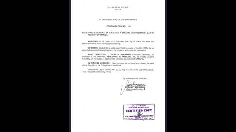 June 24 idineklarang holiday sa lungsod ng Maynila