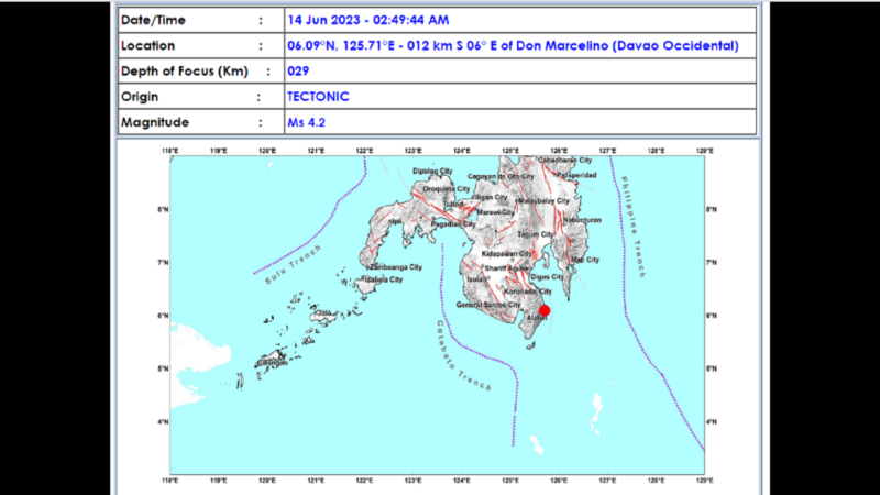 Davao Occidental niyanig ng magnitude 4.2 na lindol