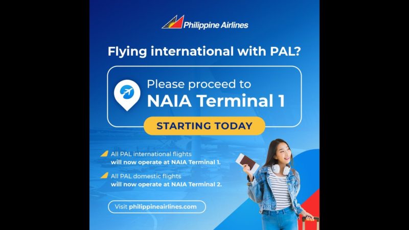 International flights ng PAL nasa NAIA Terminal 1 na