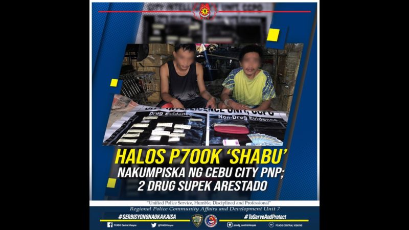 Halos 700K halaga ng shabu nakumpiska sa Cebu City